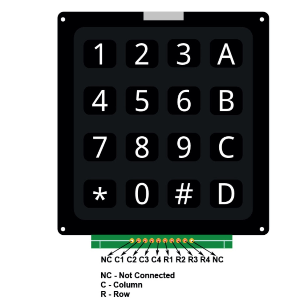 4x4 Matrix 16-Key Rigid Plastic Matrix Keyboard Keypad Module - Image 3