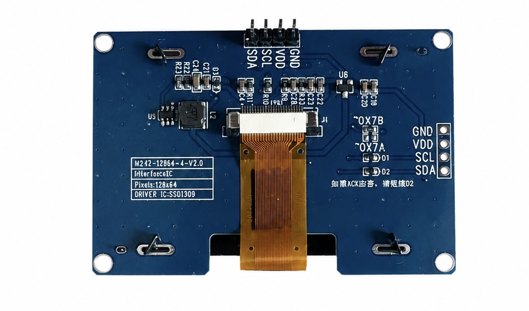 OLED Display 2.42 Inch 128 x 64 Dots Blue Colour I2C IIC 2 OLED Display 2.42 Inch 128 x 64 Dots Blue Colour I2C IIC - Image 2